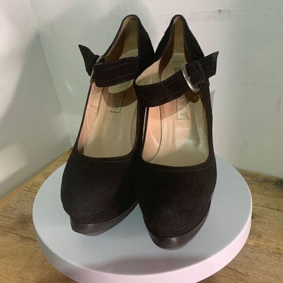 Pura lopez black suede platform wedge Mary Jane buckle fairy grunge - Picture 2 of 8